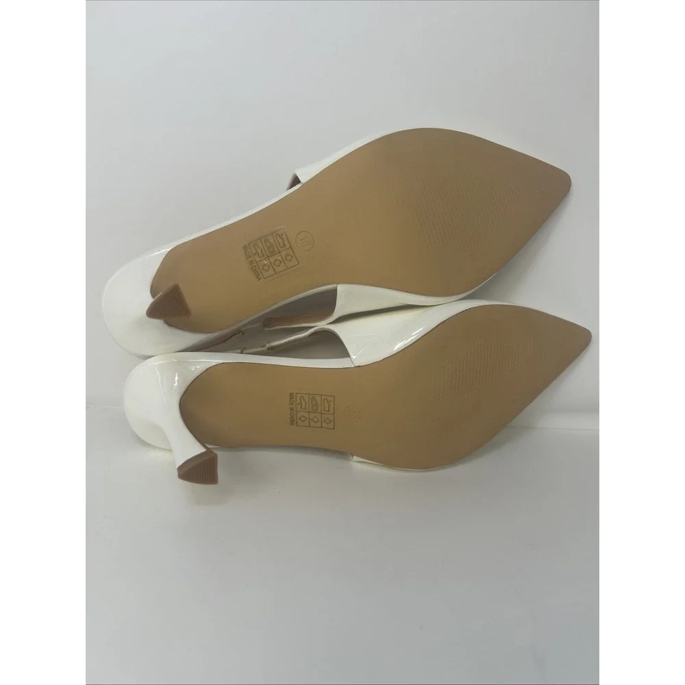 Elisabet Tang Women's Slingback Stiletto Pumps Pointed Closed Toe White Size 10